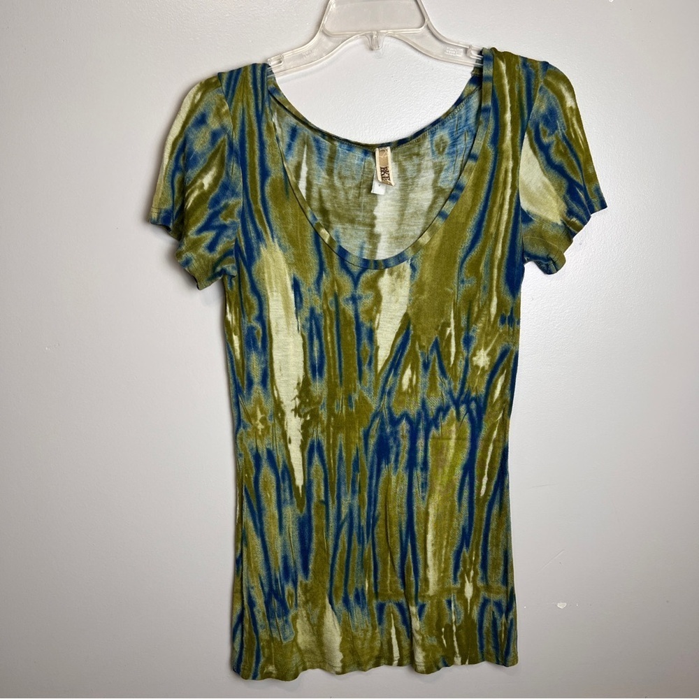 BKE Green and Blue Tie-Dye (abstract) Short Sleeve Tee Size Medium GUC